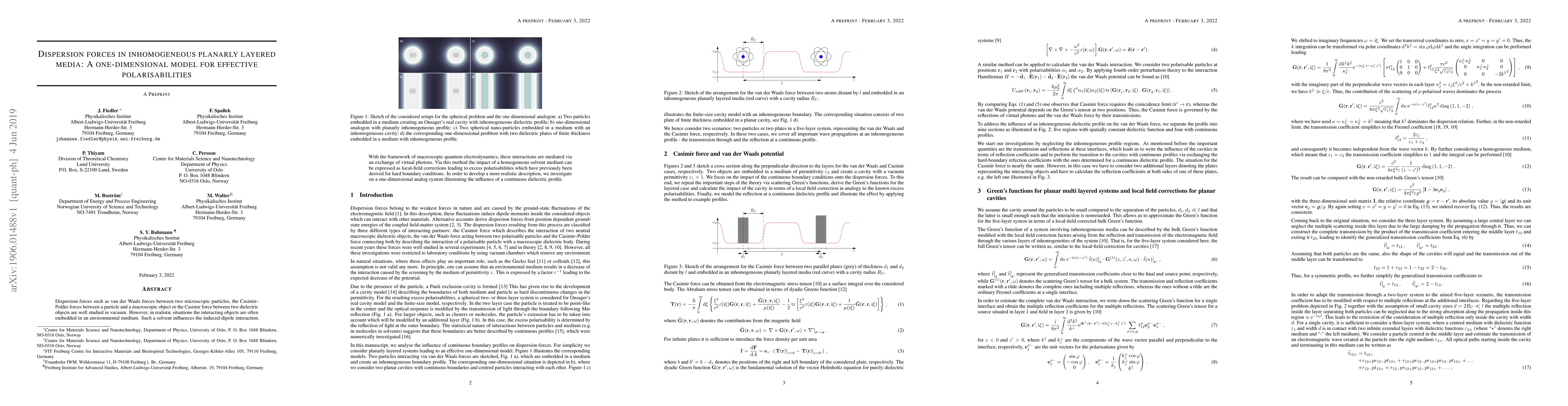 Thumbnail for Dispersion forces in inhomogeneous planarly layered media: A
  one-dimensional model for effective polarisabilities