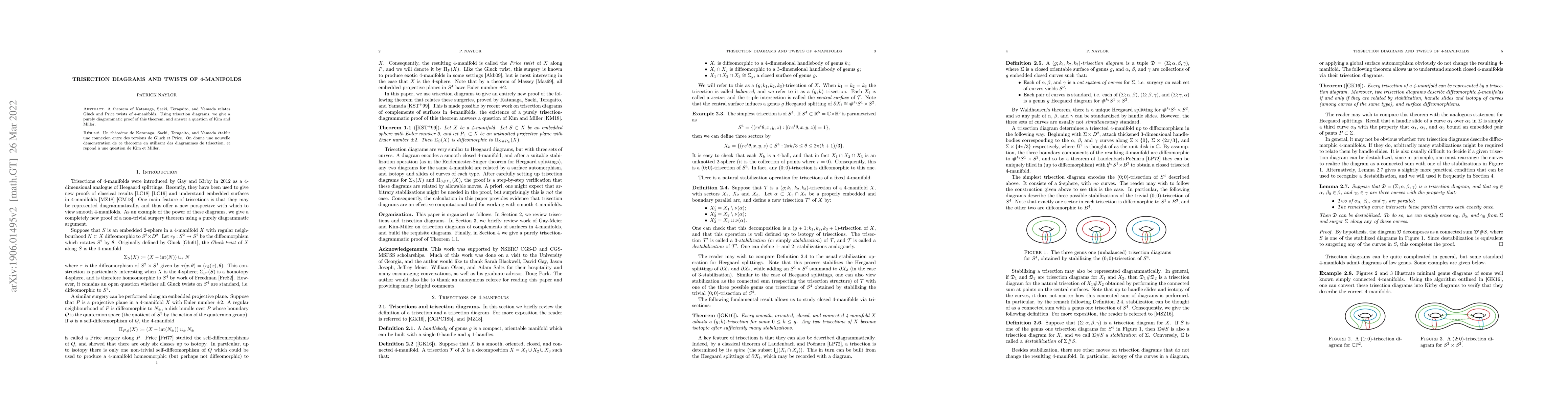 Thumbnail for Trisection diagrams and twists of 4-manifolds