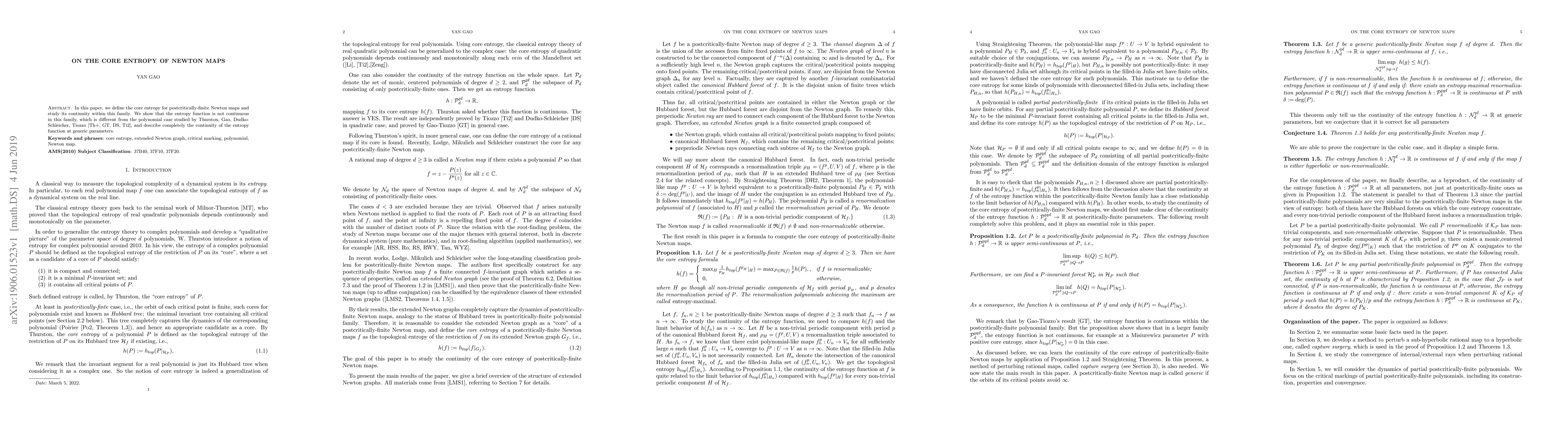 Thumbnail for On the core entropy of Newton maps