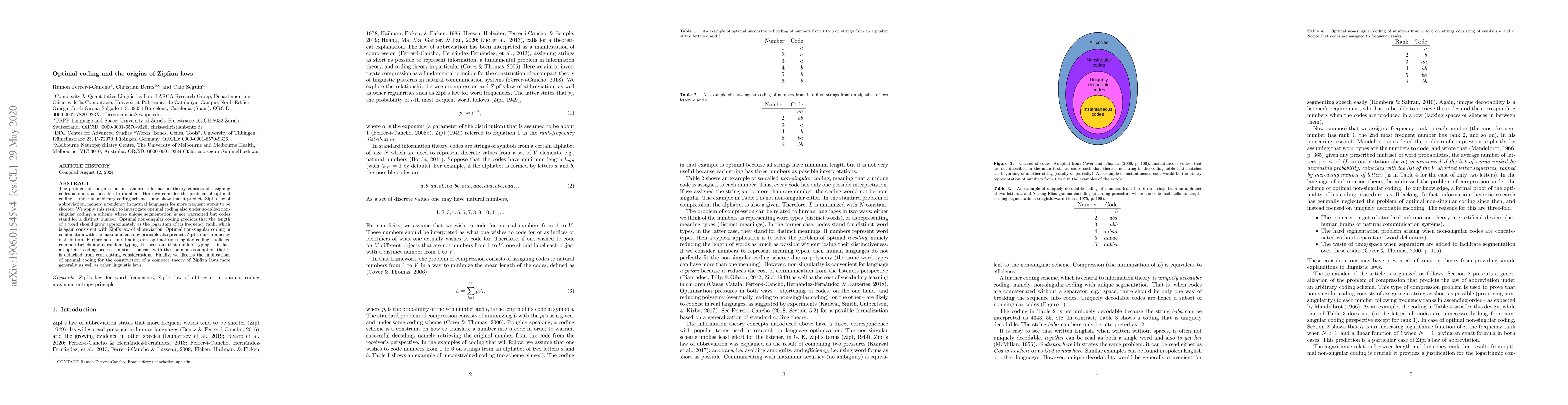 Thumbnail for Optimal coding and the origins of Zipfian laws
