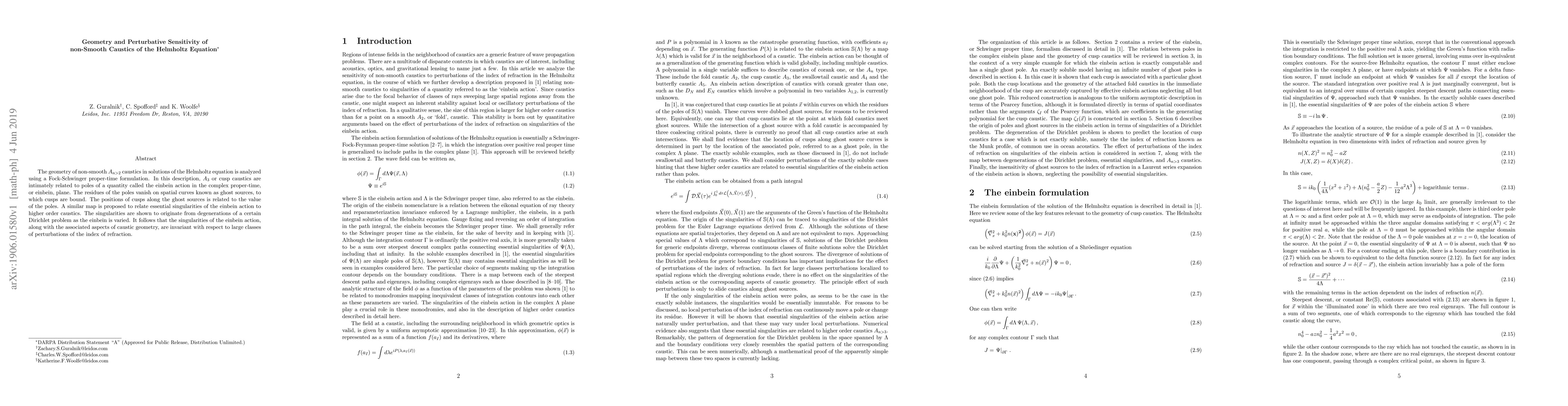 Thumbnail for Geometry and Perturbative Sensitivity of non-Smooth Caustics of the
  Helmholtz Equation