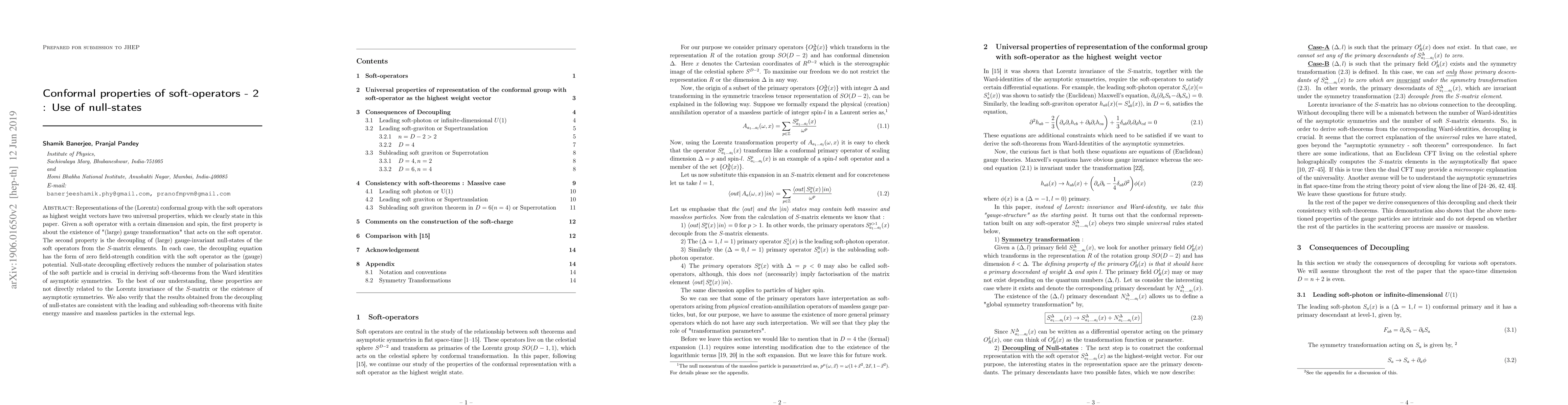 Thumbnail for Conformal properties of soft operators -- 2 : Use of null-states