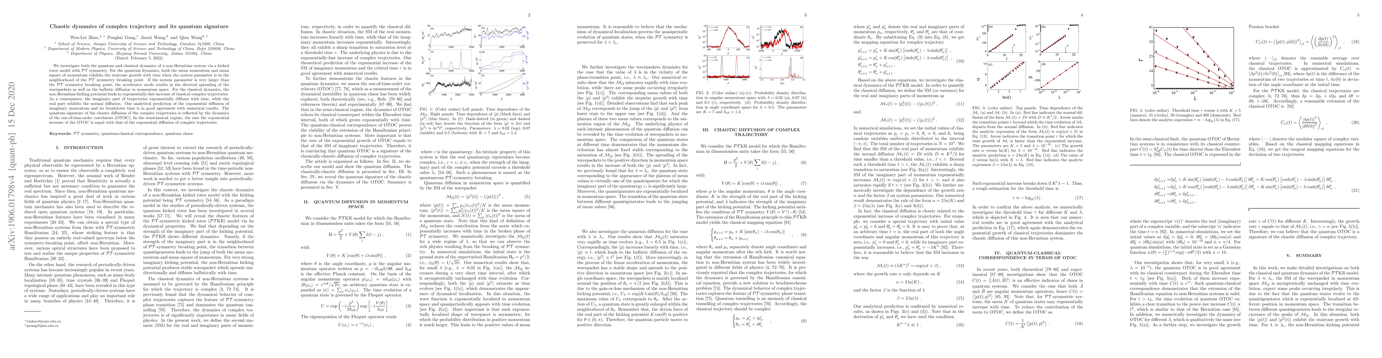 Thumbnail for Chaotic diffusion of complex trajectory and its quantum signature