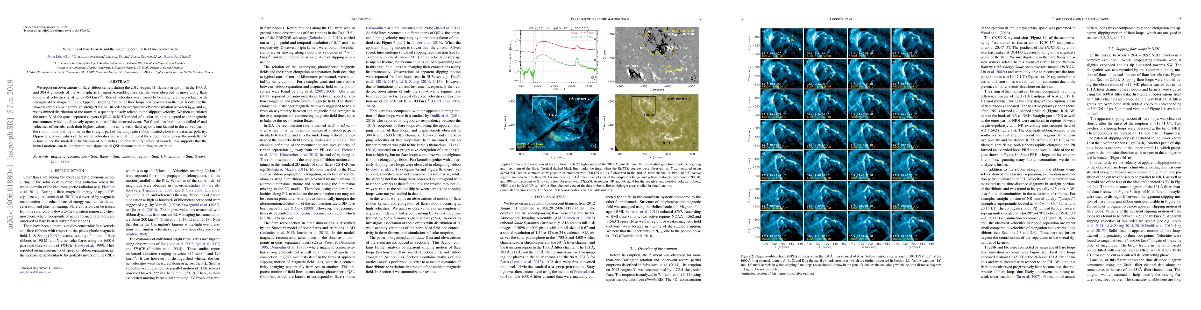 Thumbnail for Velocities of flare kernels and the mapping norm of field line
  connectivity