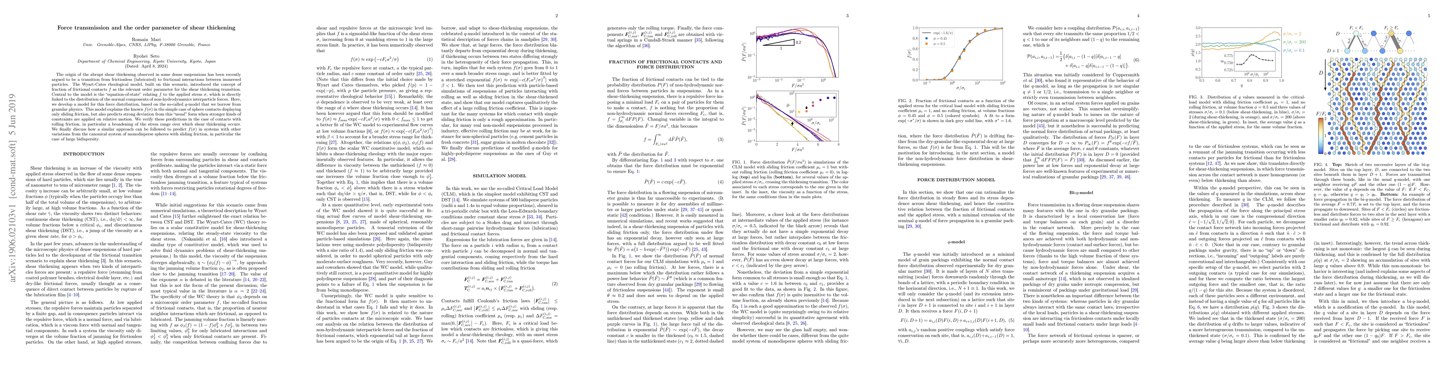 Thumbnail for Force transmission and the order parameter of shear thickening