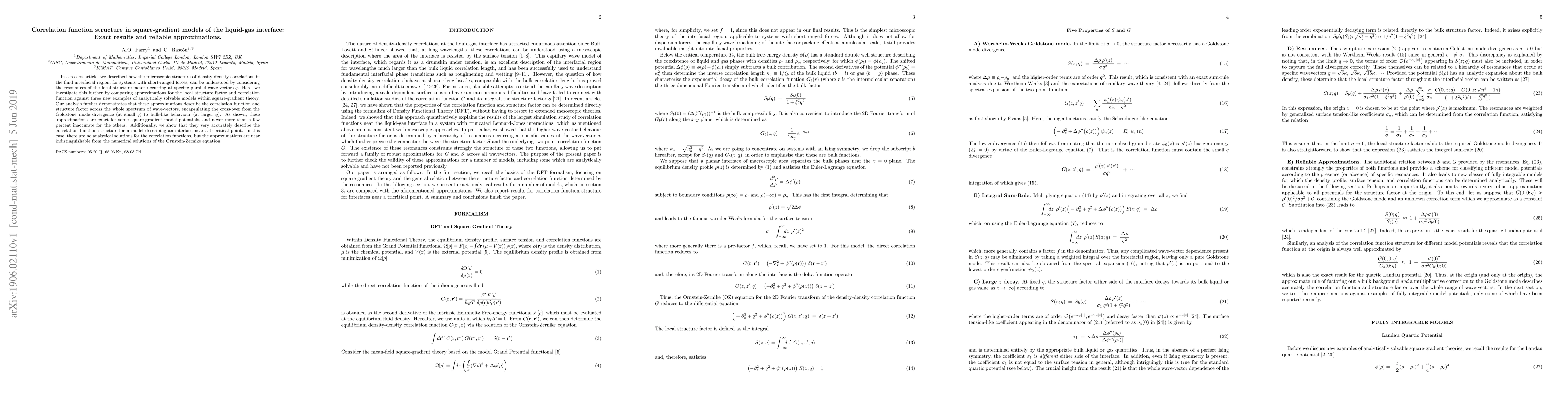 Thumbnail for Correlation function structure in square-gradient models of the
  liquid-gas interface: Exact results and reliable approximations