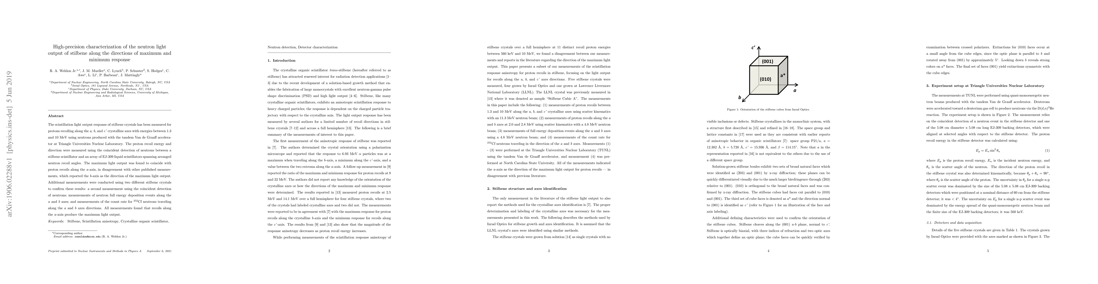 Thumbnail for High-precision characterization of the neutron light output of stilbene
  along the directions of maximum and minimum response