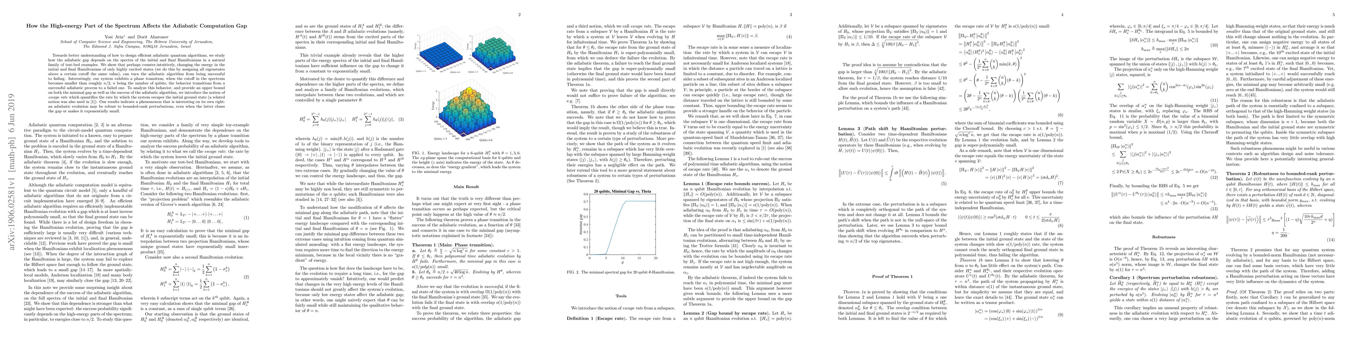 Thumbnail for How the High-energy Part of the Spectrum Affects the Adiabatic
  Computation Gap