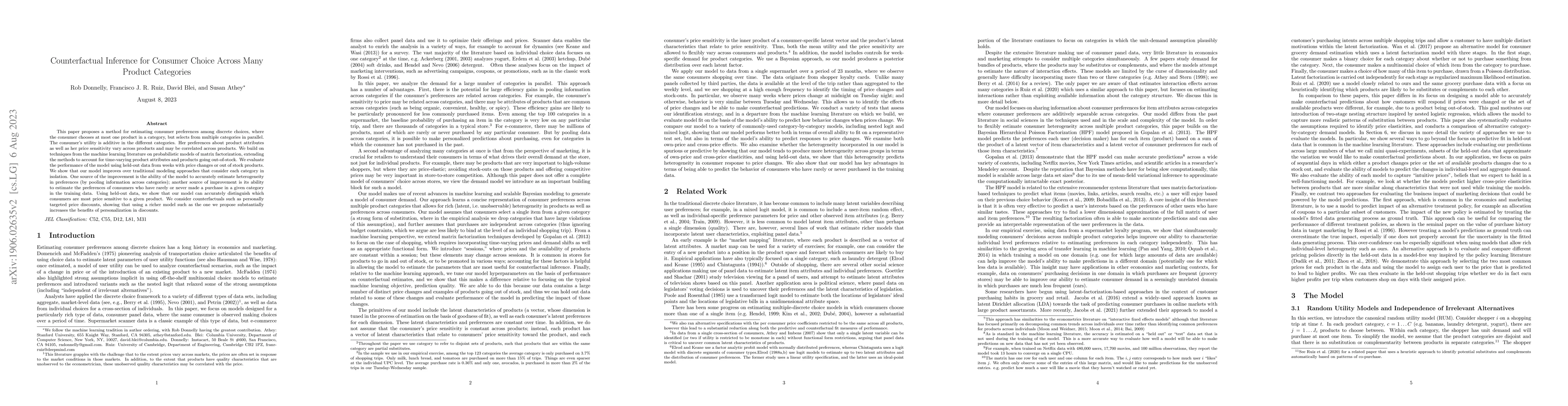 Thumbnail for Counterfactual Inference for Consumer Choice Across Many Product
  Categories