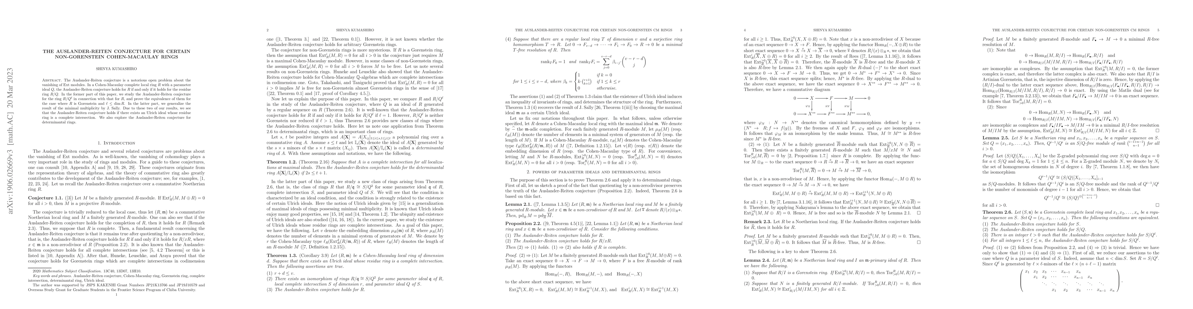 Thumbnail for The Auslander-Reiten conjecture for certain non-Gorenstein
  Cohen-Macaulay rings