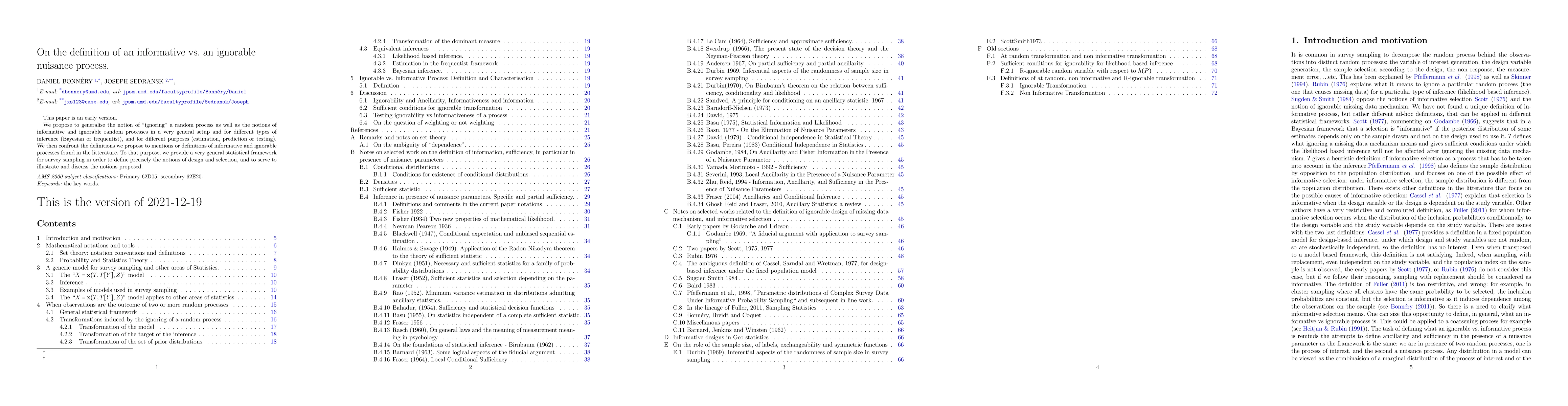 Thumbnail for On the definition of informative vs. ignorable nuisance process