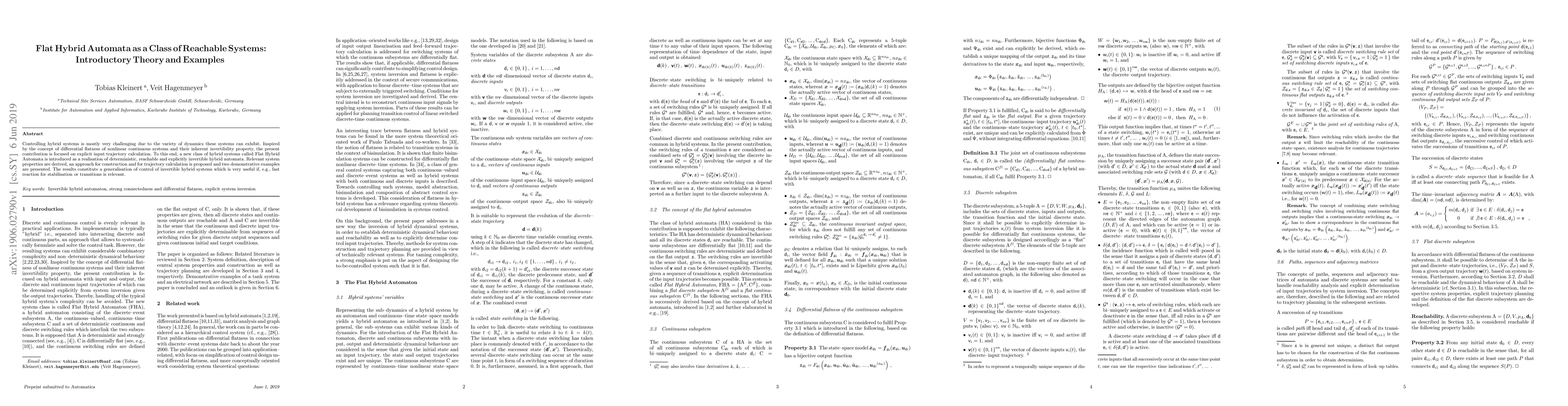 Thumbnail for Flat Hybrid Automata as a Class of Reachable Systems: Introductory
  Theory and Examples