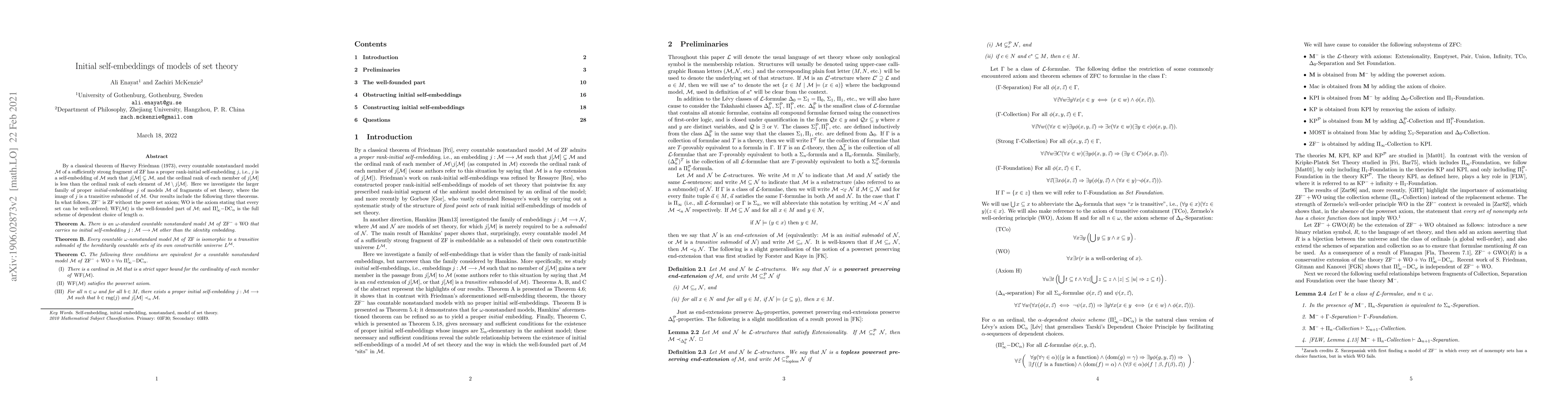 Thumbnail for Initial self-embeddings of models of set theory