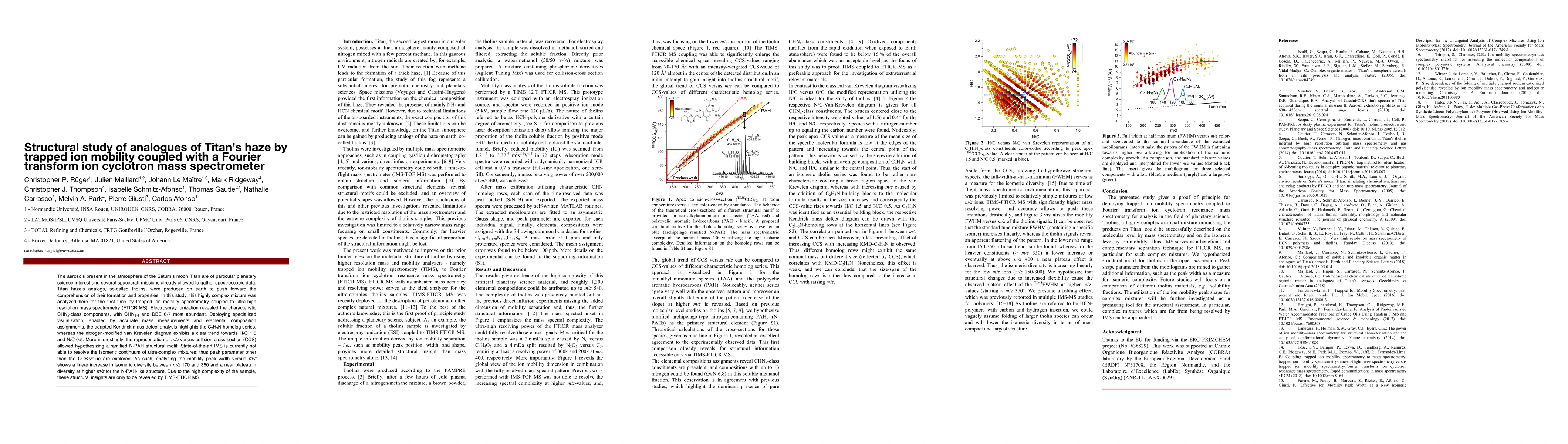 Thumbnail for Structural study of analogues of Titan s haze by trapped ion mobility
  coupled with a Fourier transform ion cyclotron mass spectrometer