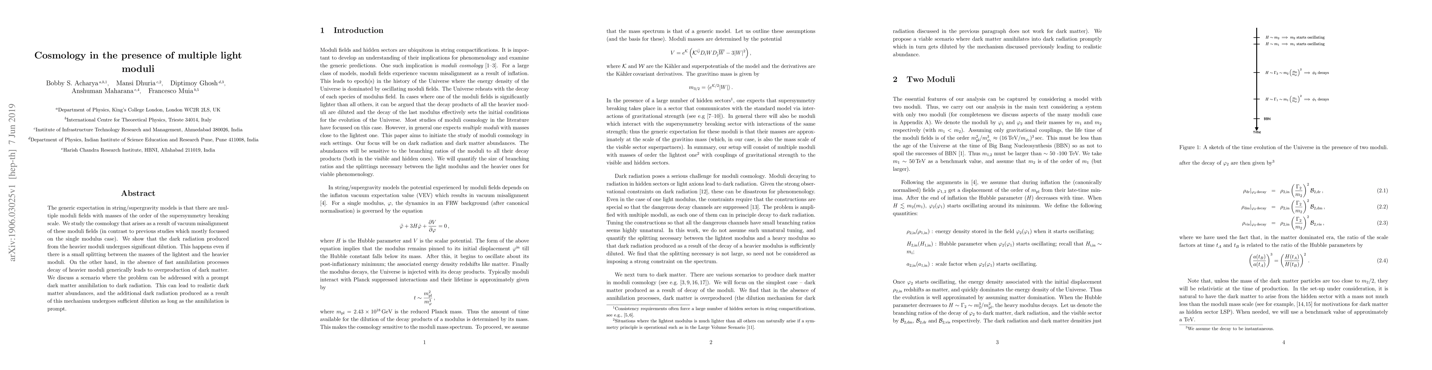 Thumbnail for Cosmology in the presence of multiple light moduli