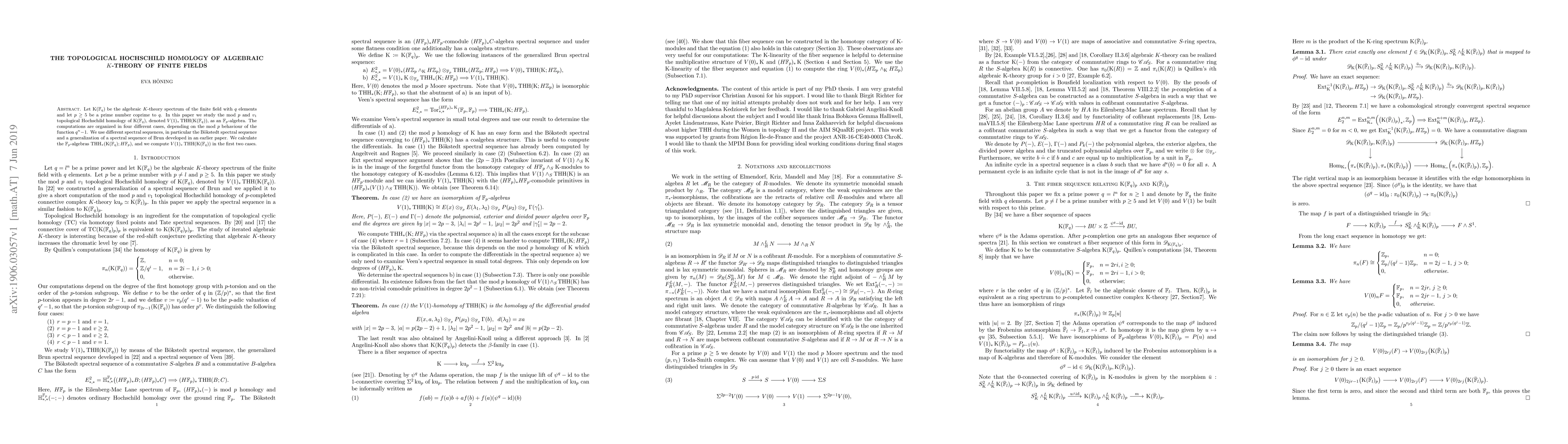 Thumbnail for The topological Hochschild homology of algebraic $K$-theory of finite
  fields