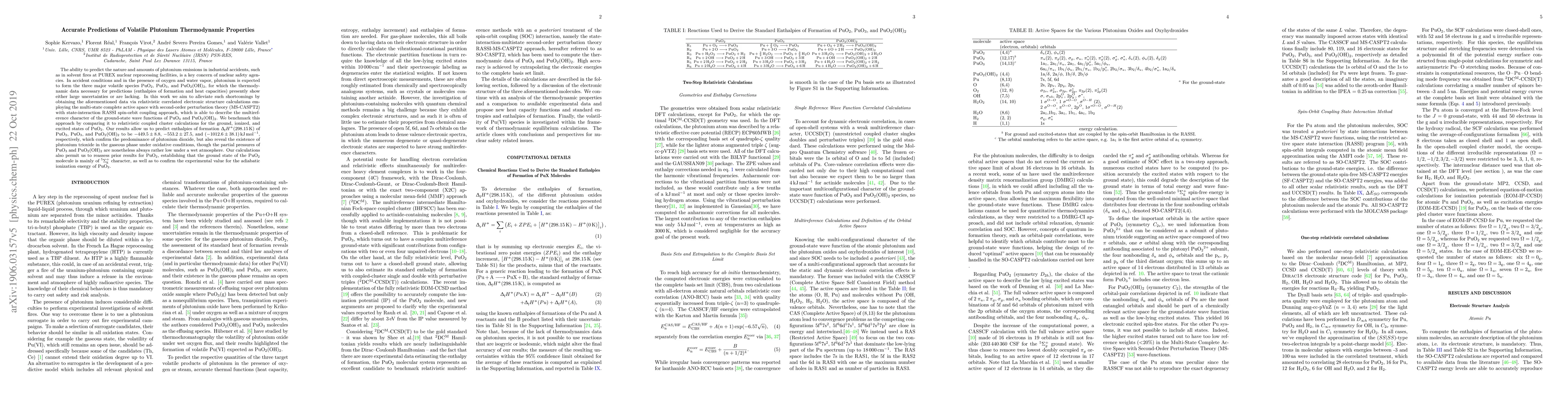 Thumbnail for Accurate Predictions of Volatile Plutonium Thermodynamic Properties