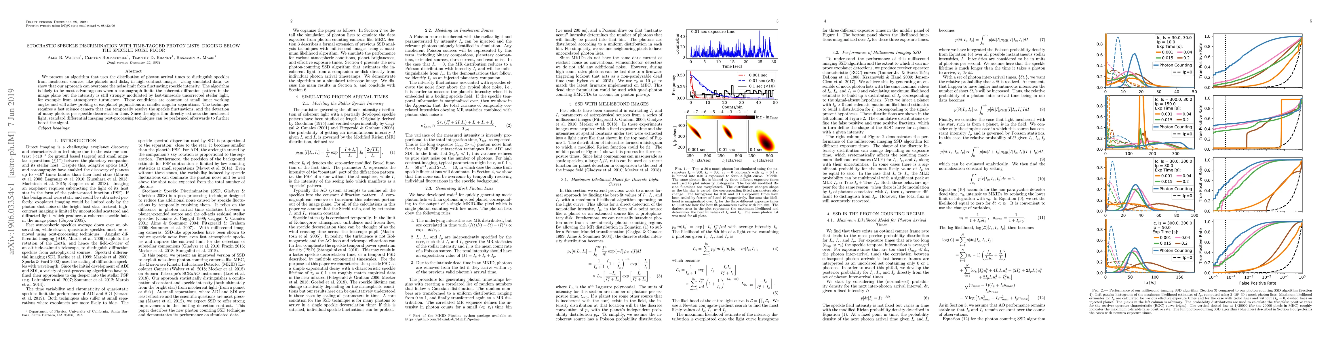 Thumbnail for Stochastic Speckle Discrimination with Time-Tagged Photon Lists: Digging
  Below the Speckle Noise Floor