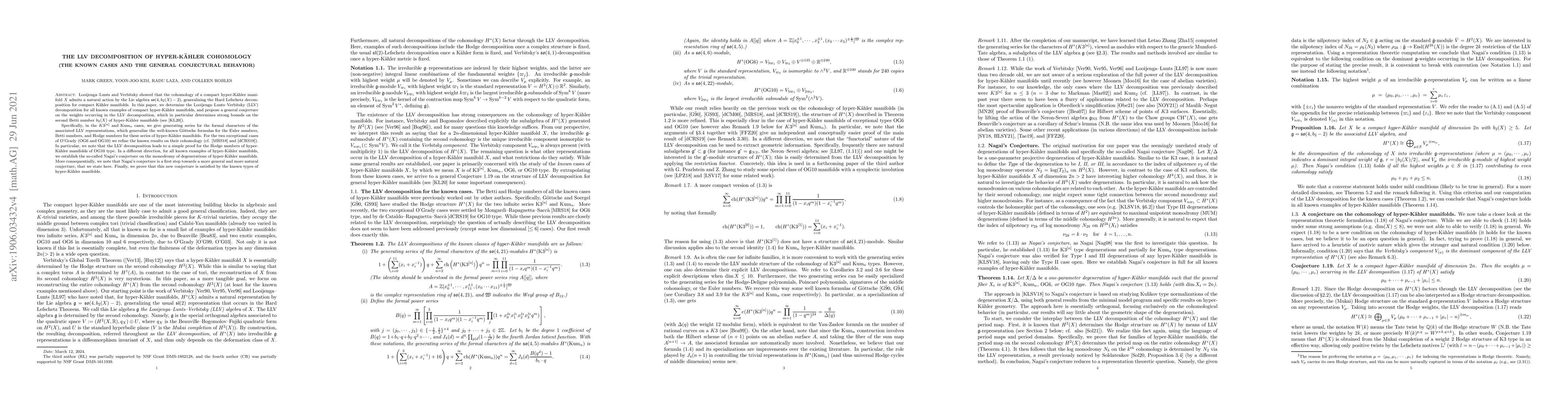 Thumbnail for The LLV decomposition of hyper-Kaehler cohomology