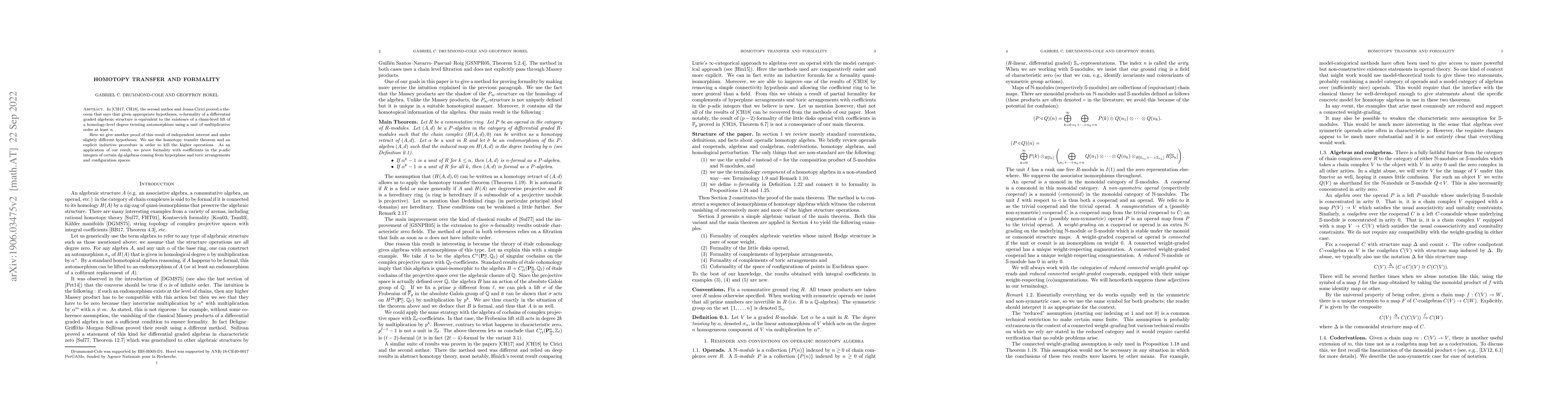 Thumbnail for Homotopy transfer and formality