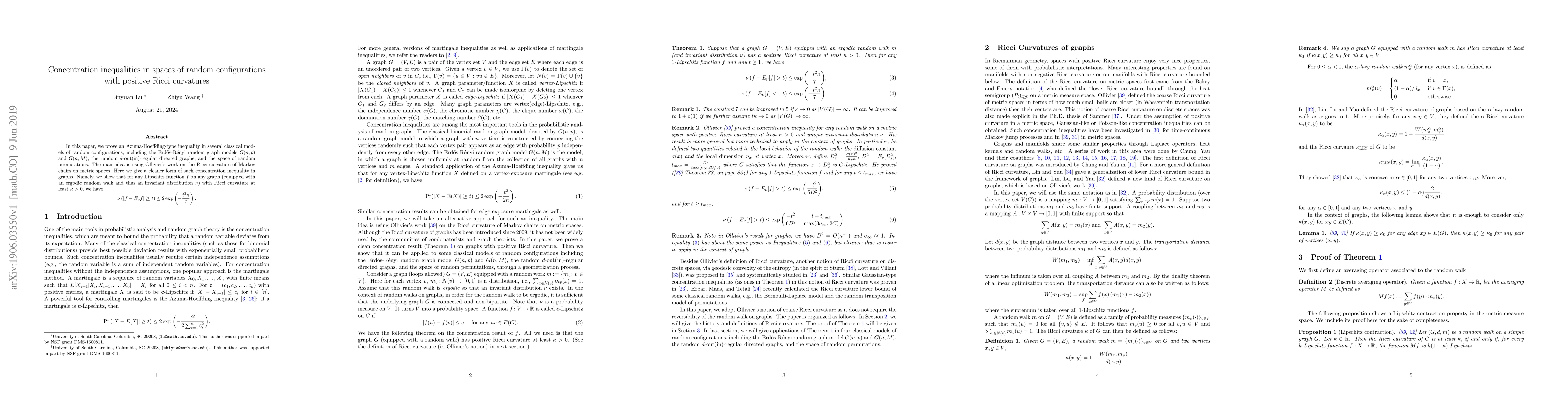 Thumbnail for Concentration inequalities in spaces of random configurations with
  positive Ricci curvatures