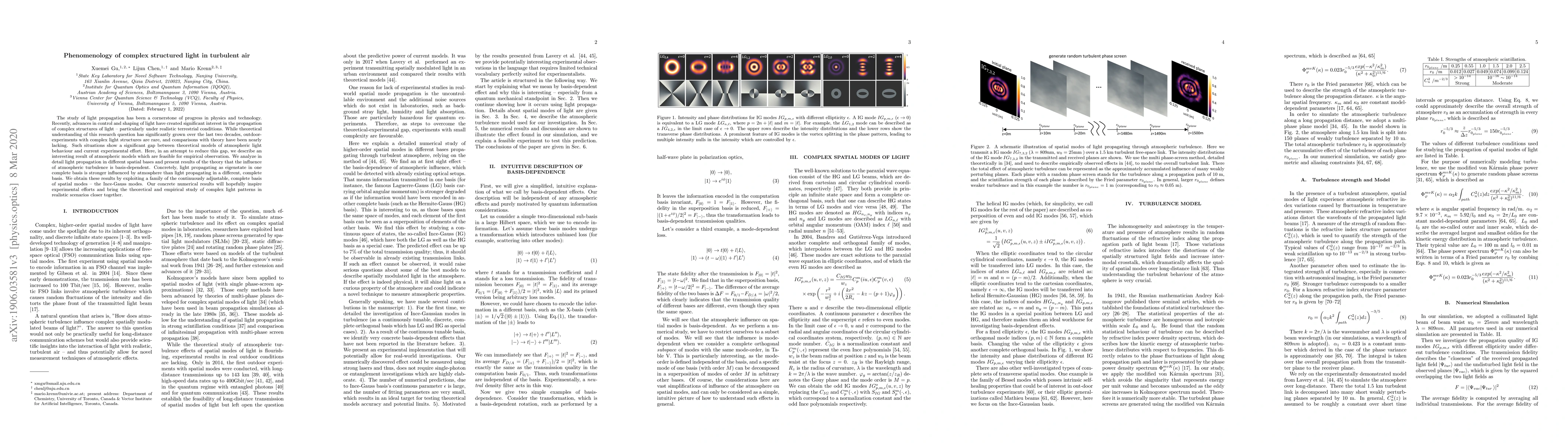 Thumbnail for Phenomenology of complex structured light in turbulent air