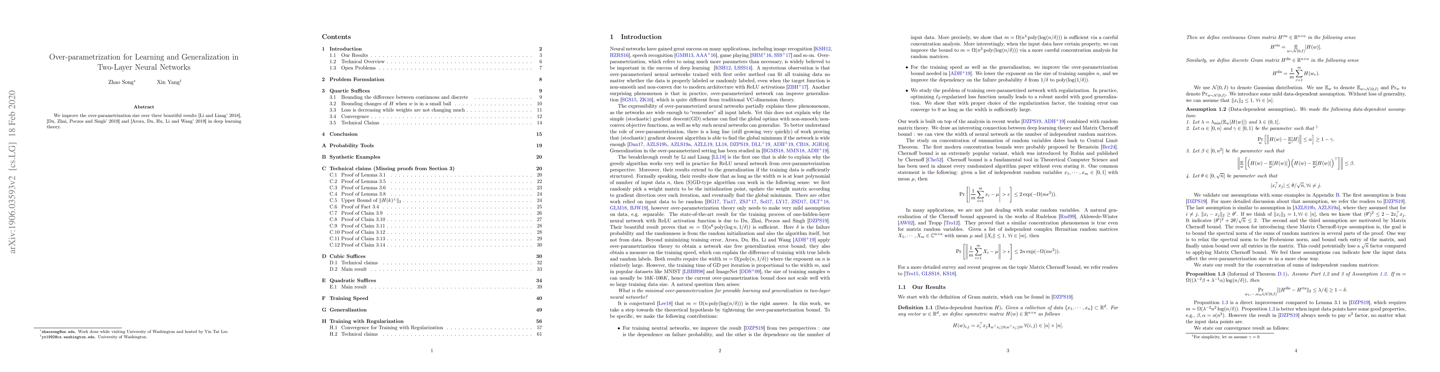 Thumbnail for Quadratic Suffices for Over-parametrization via Matrix Chernoff Bound