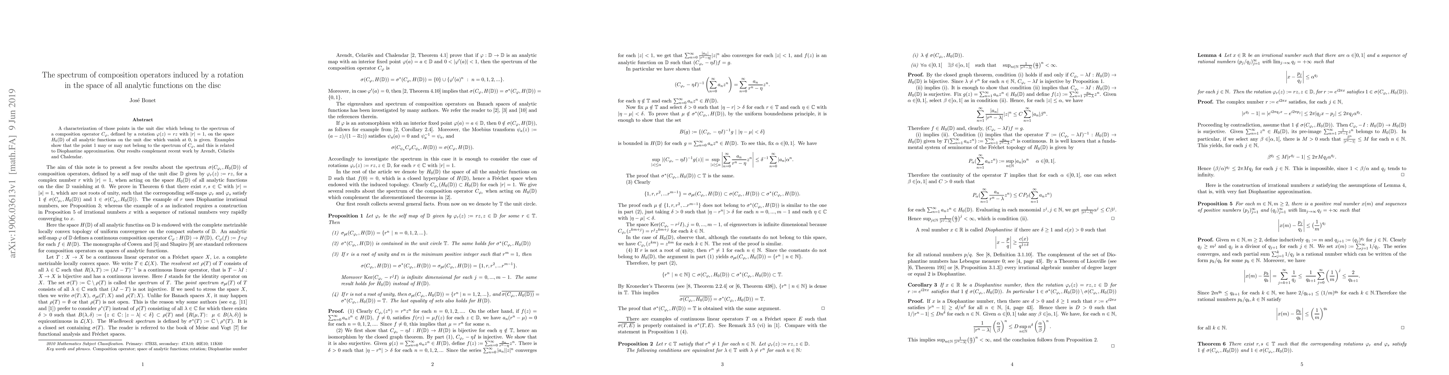 Thumbnail for The spectrum of composition operators induced by a rotation in the space
  of all analytic functions on the disc