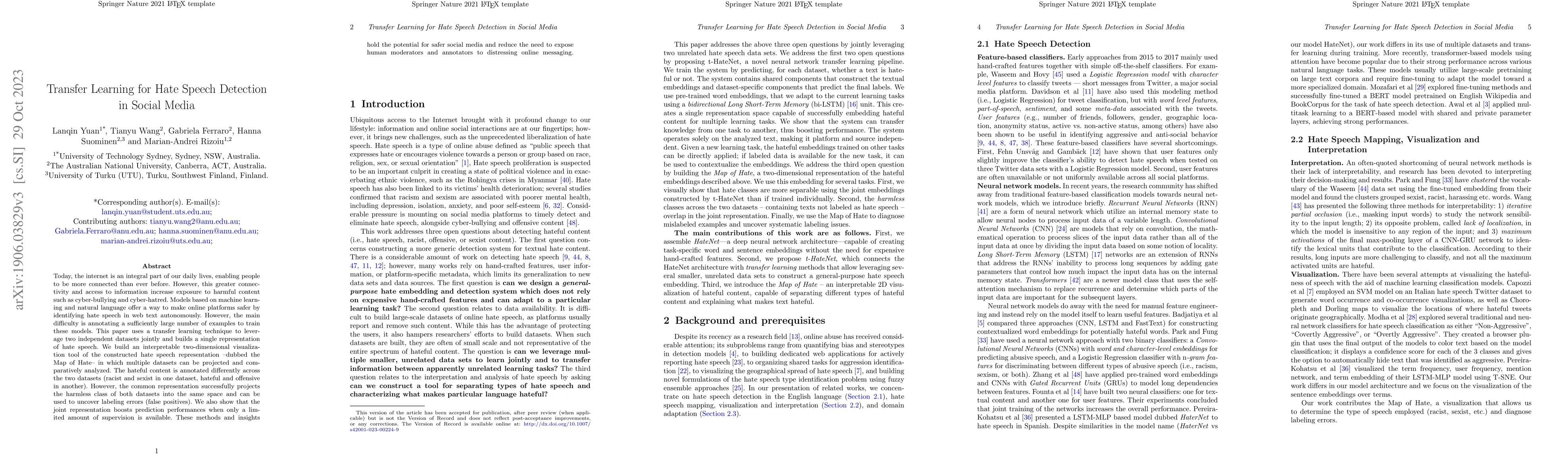Thumbnail for Transfer Learning for Hate Speech Detection in Social Media