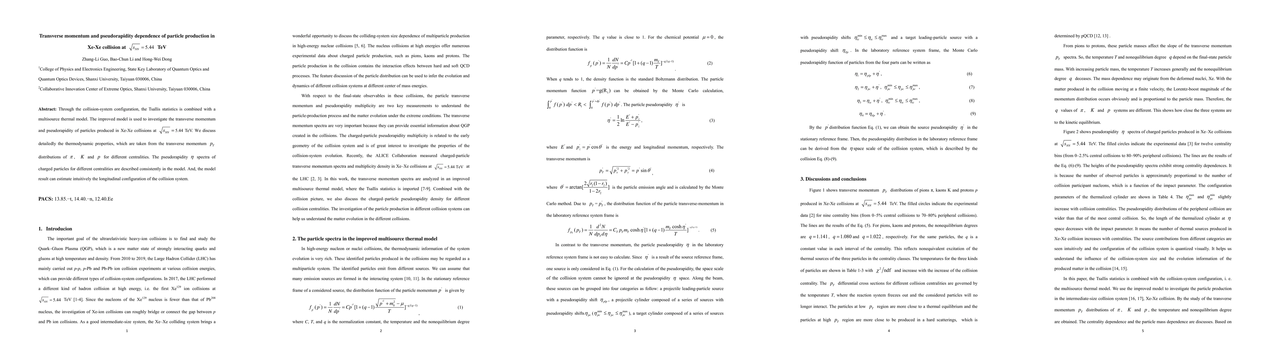 Thumbnail for Transverse momentum and pseudorapidity dependence of particle production
  in Xe-Xe collision at 5.44 TeV