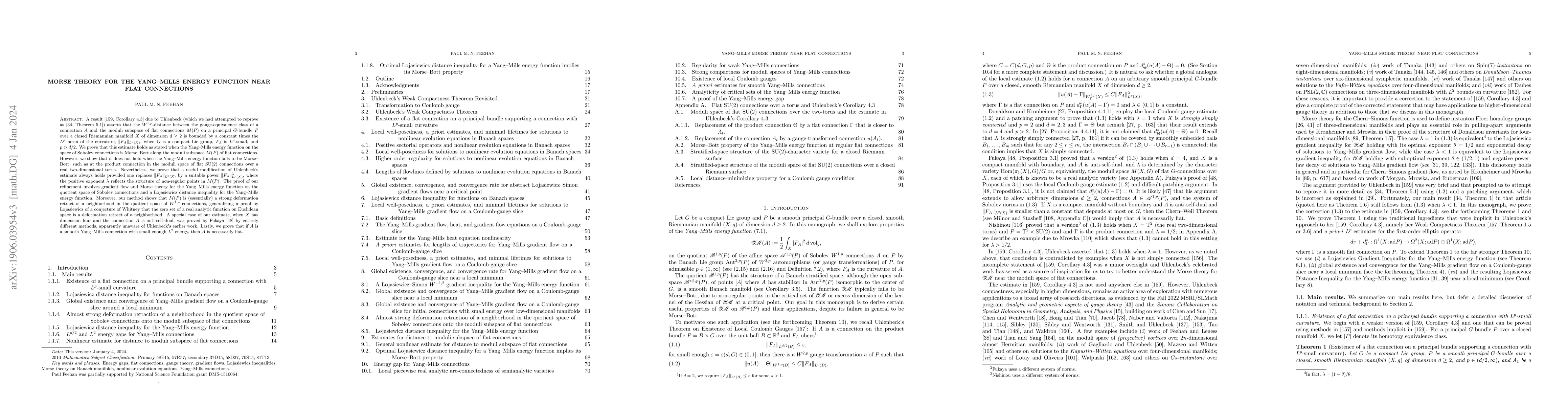 Thumbnail for Morse theory for the Yang-Mills energy function near flat connections