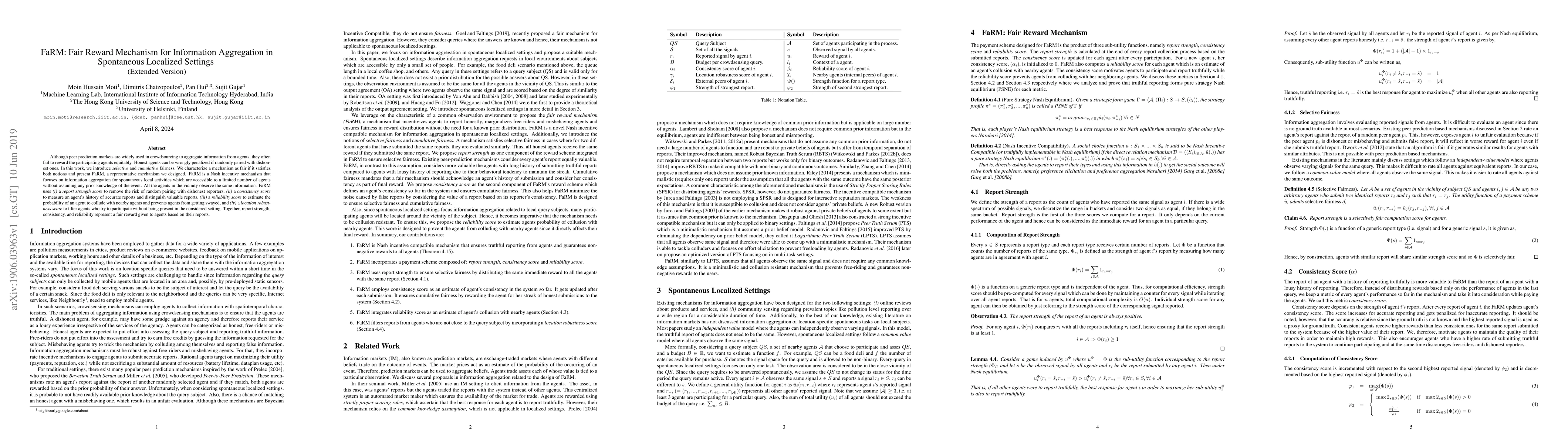 Thumbnail for FaRM: Fair Reward Mechanism for Information Aggregation in Spontaneous
  Localized Settings (Extended Version)