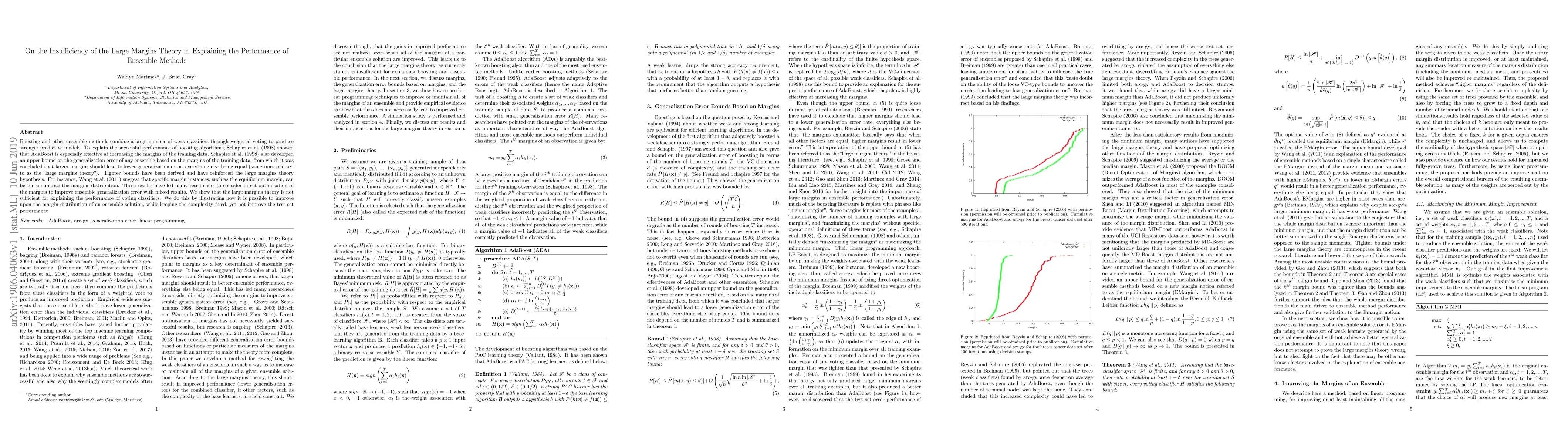 Thumbnail for On the Insufficiency of the Large Margins Theory in Explaining the
  Performance of Ensemble Methods