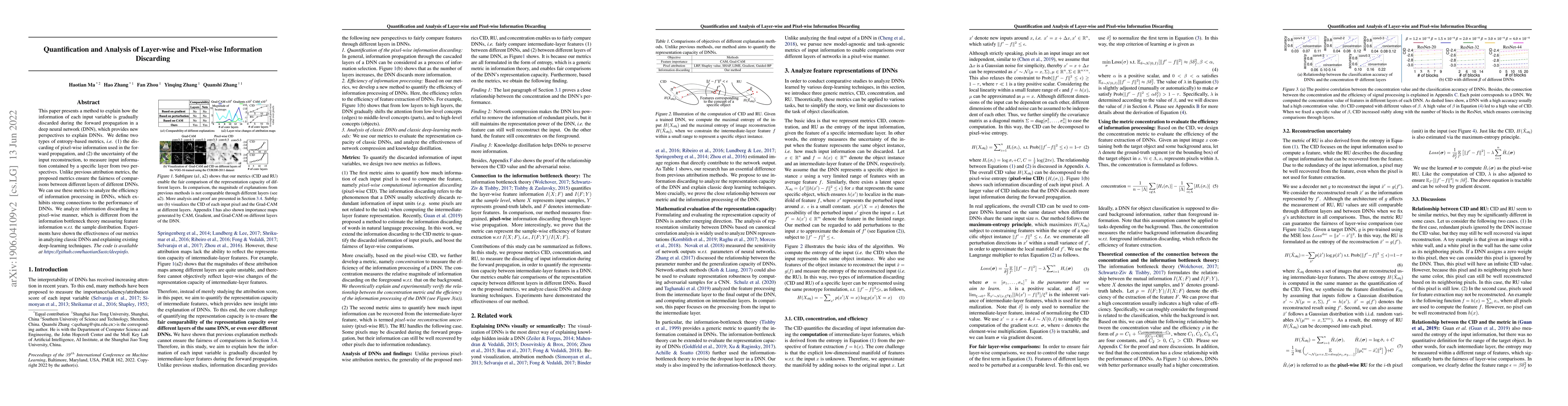 Thumbnail for Quantification and Analysis of Layer-wise and Pixel-wise Information
  Discarding
