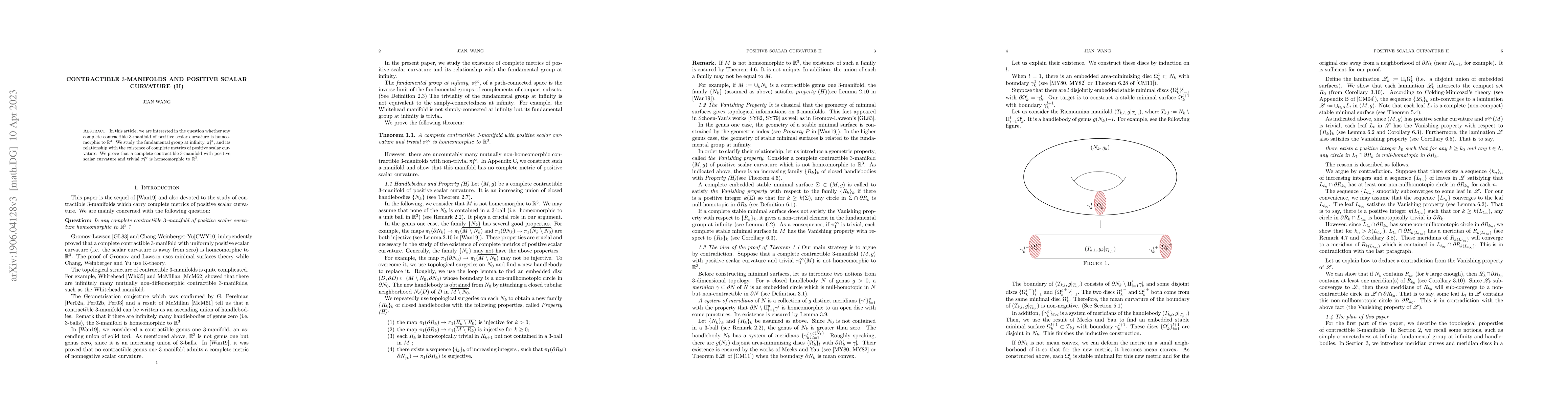 Thumbnail for Contractible 3-manifold and Positive scalar curvature (II)