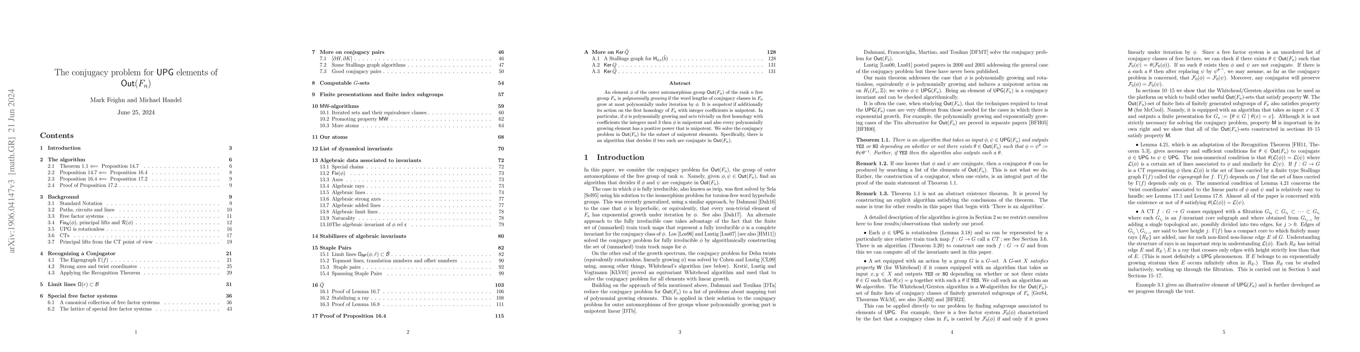 Thumbnail for The conjugacy problem for UPG elements of $Out(F_n)$