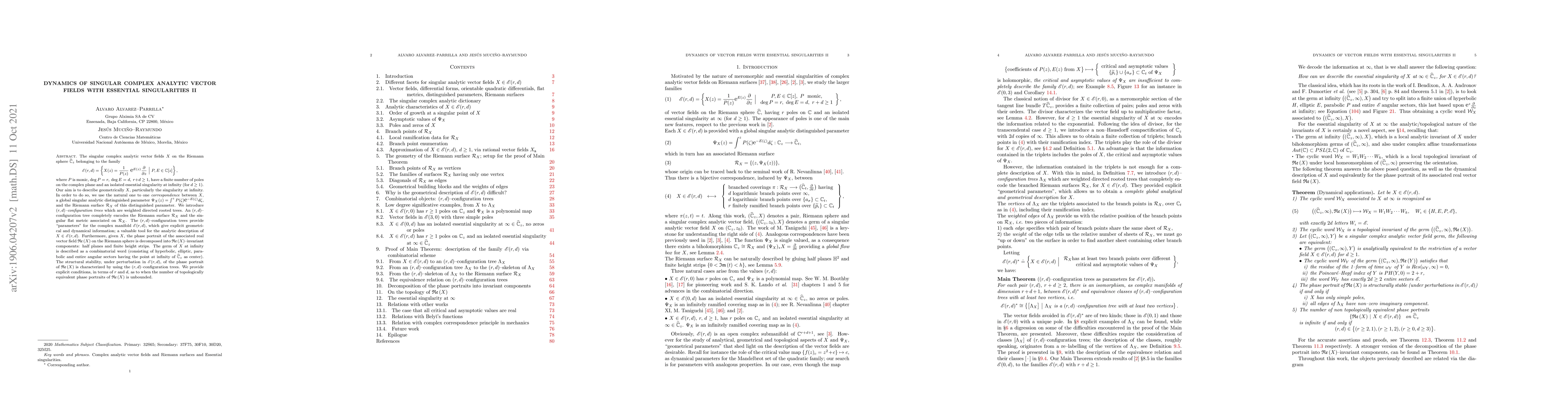 Thumbnail for Dynamics of singular complex analytic vector fields with essential
  singularities II