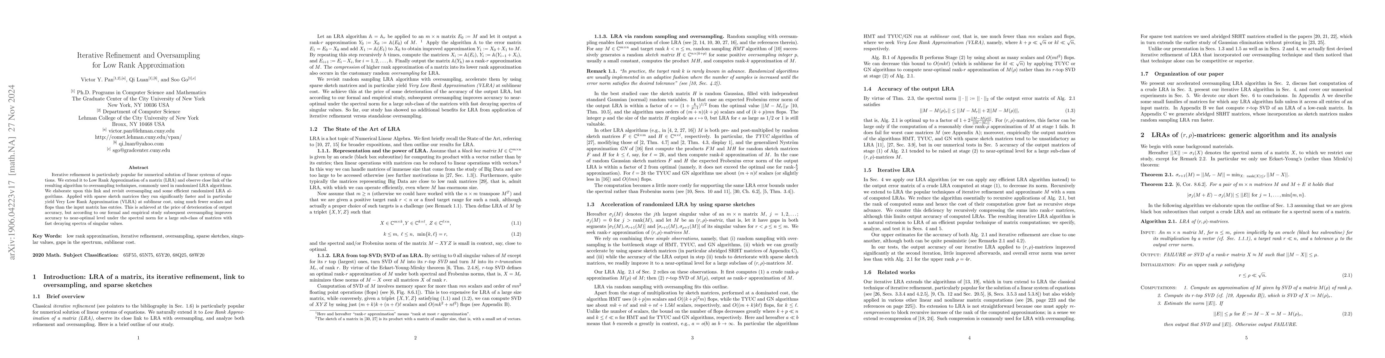 Thumbnail for Accurate Low Rank Approximation at a Low Computational Cost