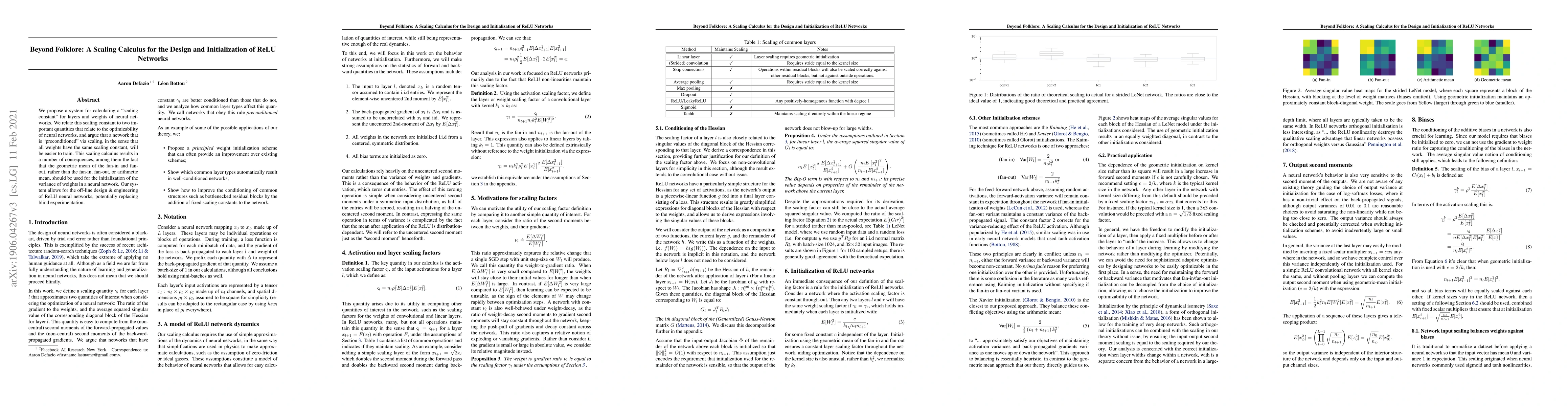 Thumbnail for Beyond Folklore: A Scaling Calculus for the Design and Initialization of
  ReLU Networks