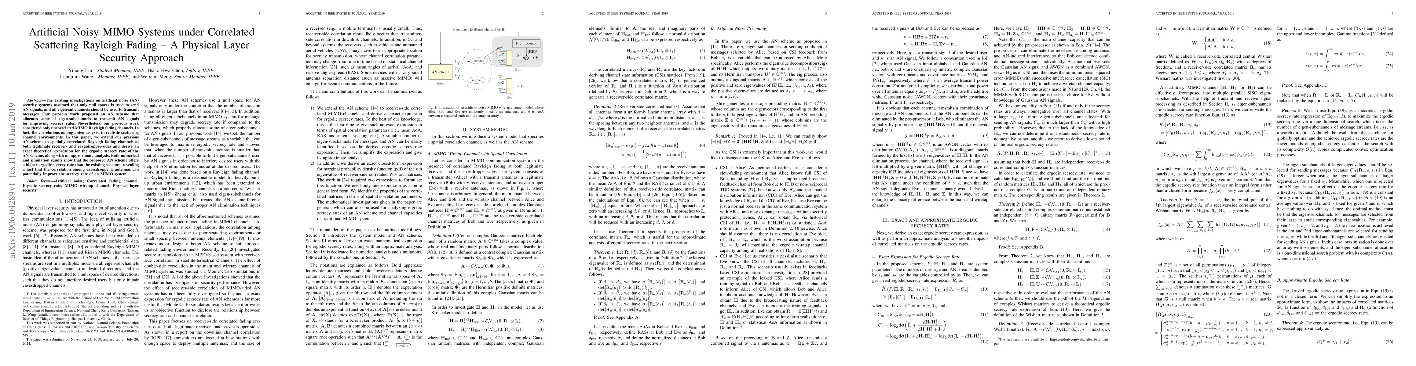 Thumbnail for Artificial Noisy MIMO Systems under Correlated Scattering Rayleigh
  Fading -- A Physical Layer Security Approach