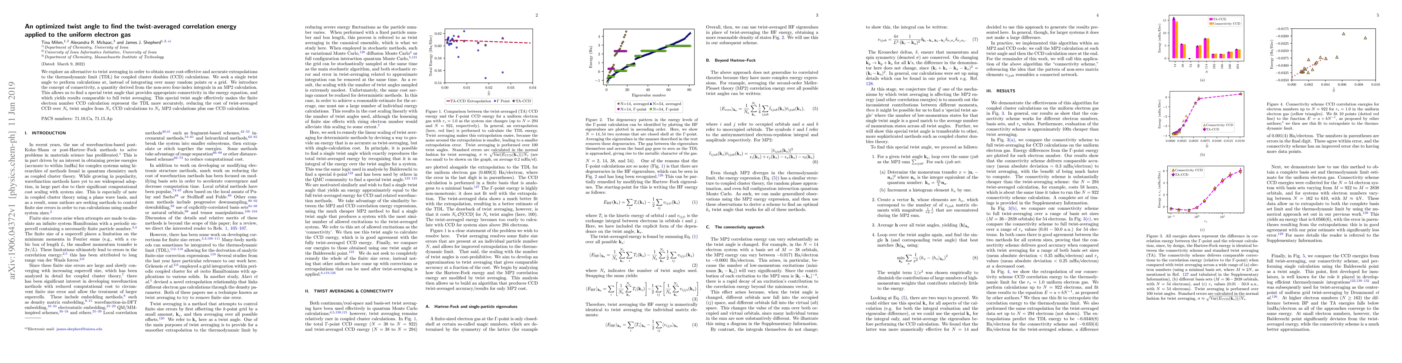 Thumbnail for An optimized twist angle to find the twist-averaged correlation energy
  applied to the uniform electron gas
