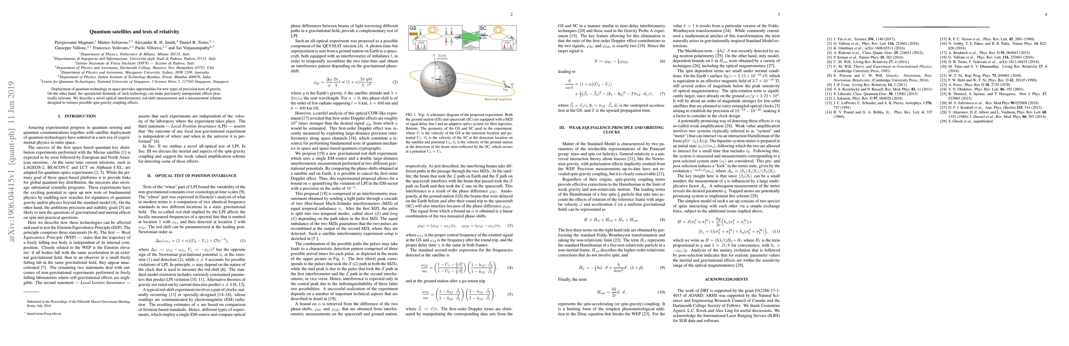 Thumbnail for Quantum satellites and tests of relativity