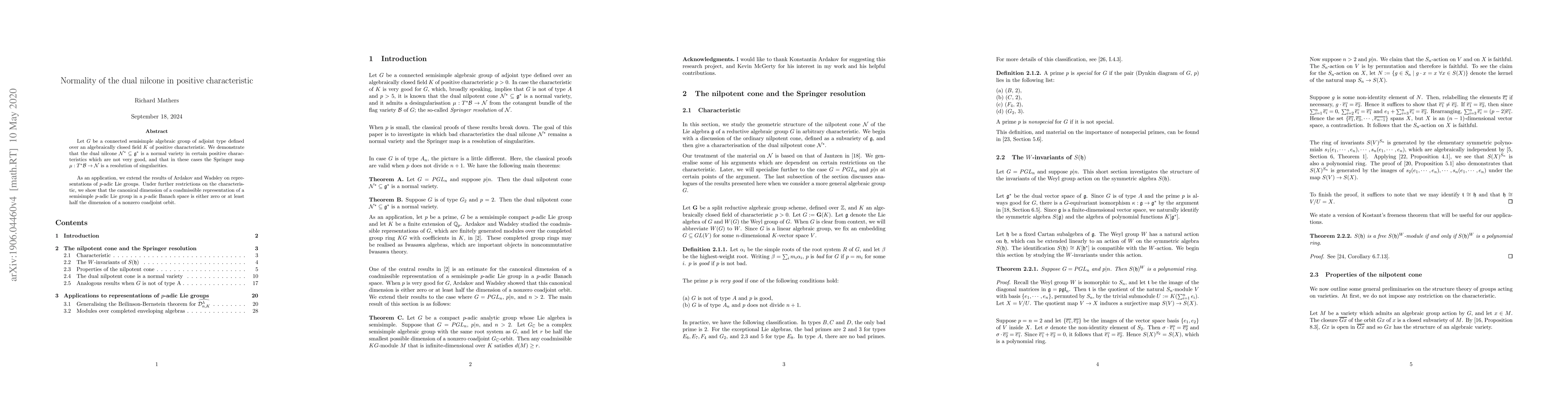 Thumbnail for Normality of the dual nilcone in positive characteristic