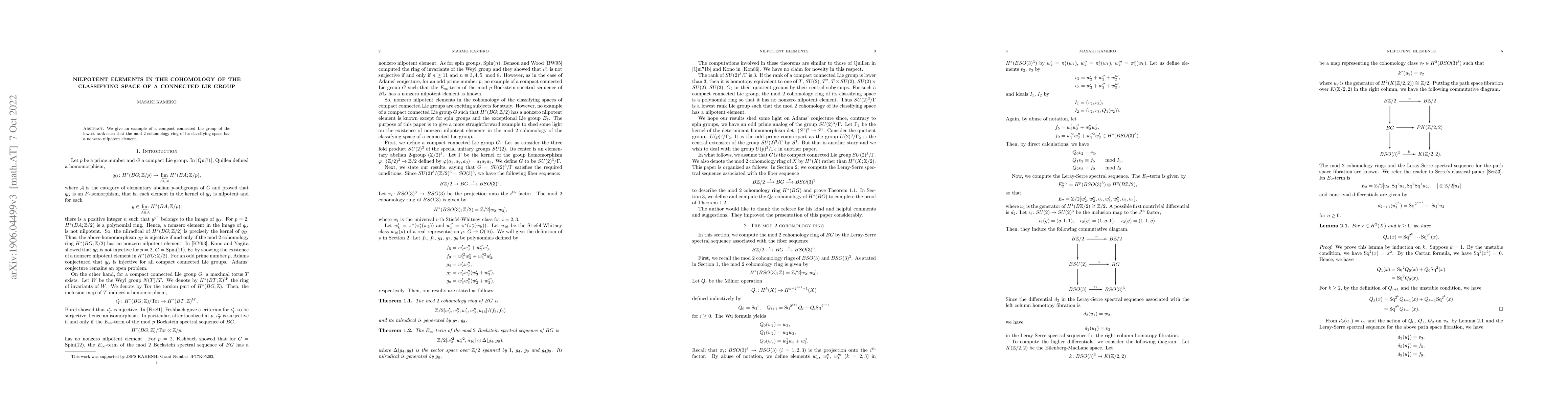 Thumbnail for Nilpotent elements in the cohomology of the classifying space of a
  connected Lie group