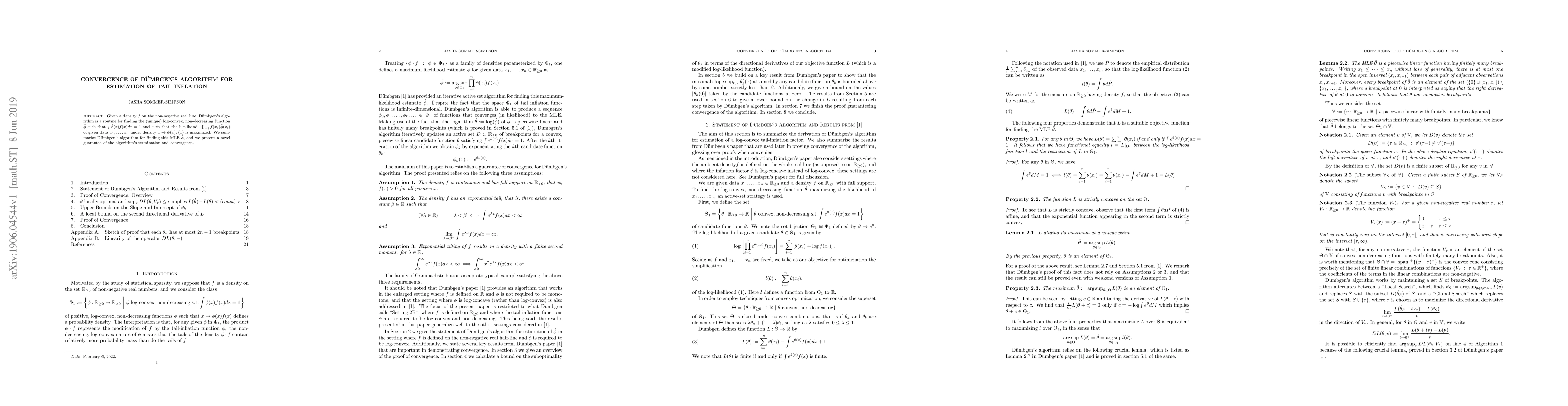 Thumbnail for Convergence of D\"umbgen's Algorithm for Estimation of Tail Inflation