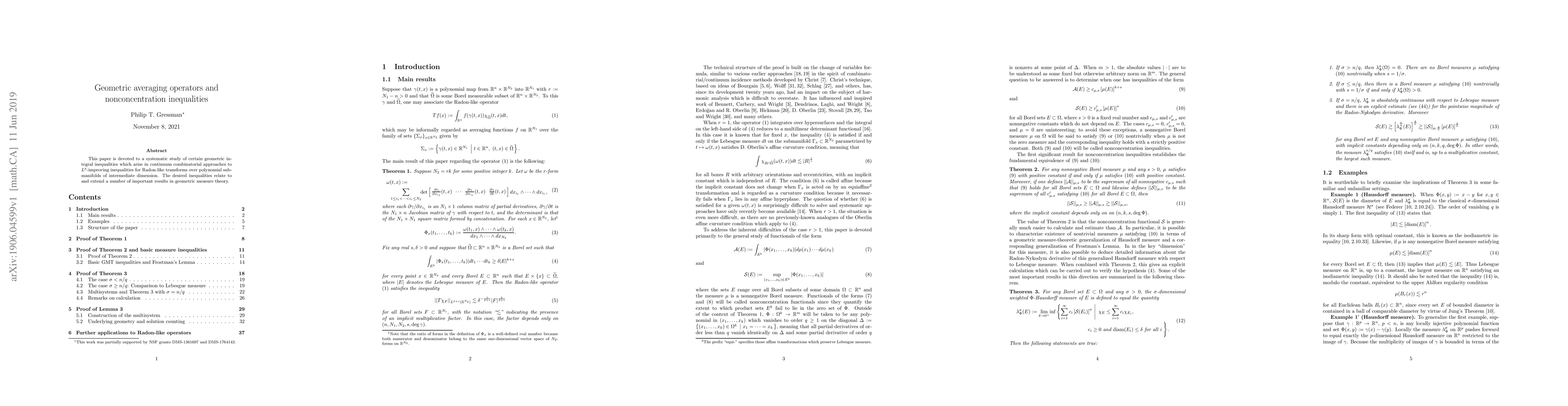 Thumbnail for Geometric averaging operators and nonconcentration inequalities