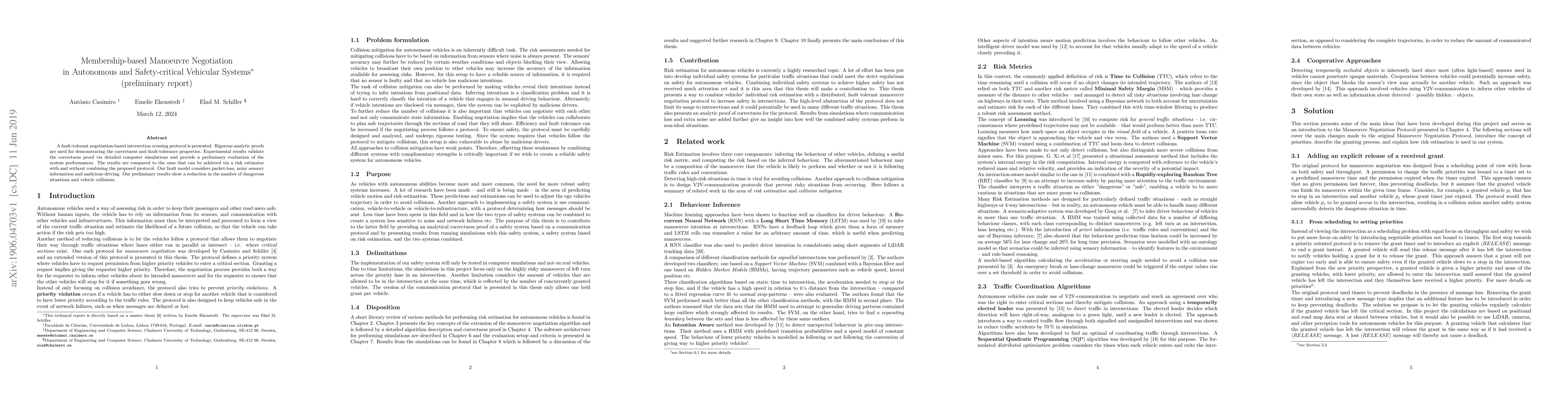 Thumbnail for Membership-based Manoeuvre Negotiation in Autonomous and Safety-critical
  Vehicular Systems