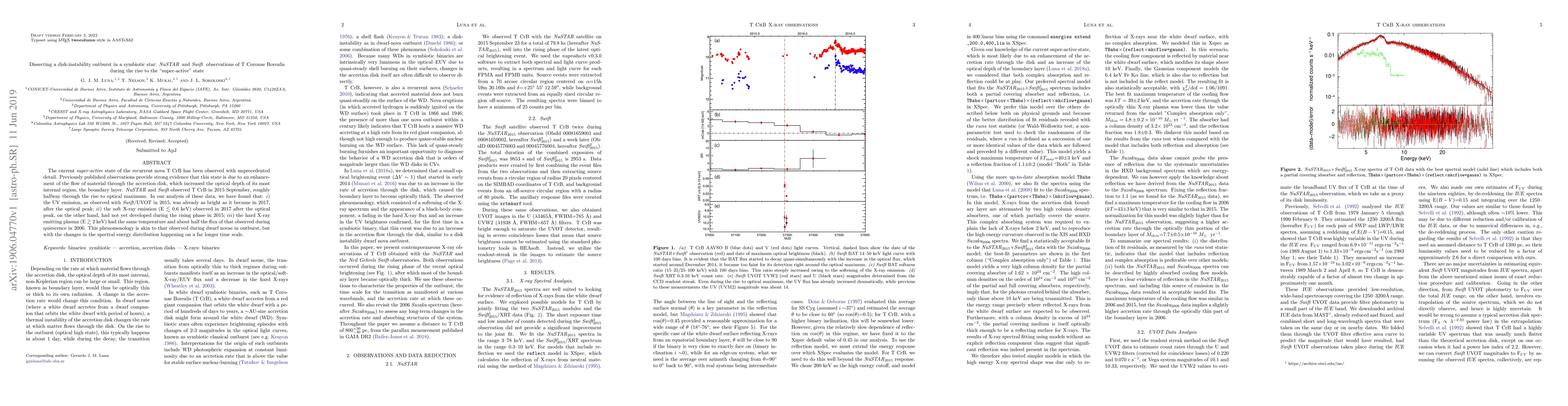 Thumbnail for Dissecting a disk-instability outburst in a symbiotic star: $NuSTAR$,
  and $Swift$ observations of T Coronae Borealis during the rise to the
  "super-active" state