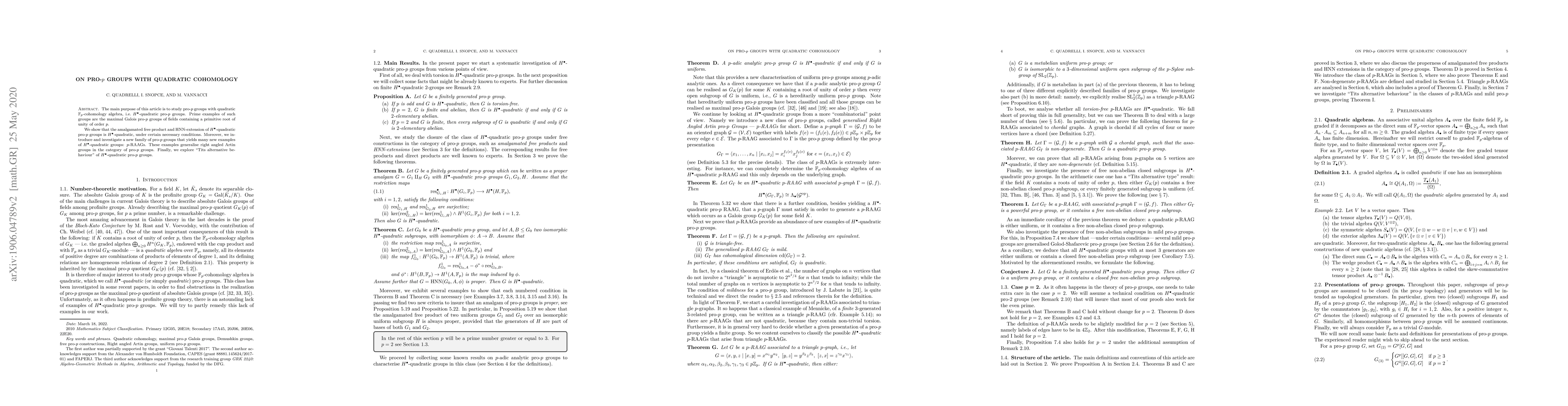 Thumbnail for On pro-$p$ groups with quadratic cohomology