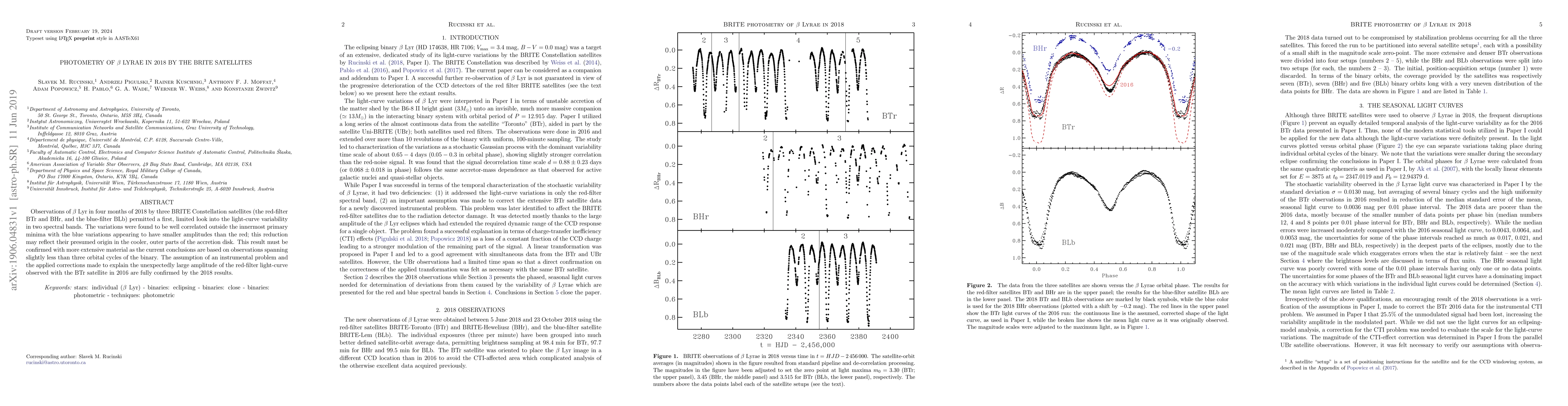 Thumbnail for Photometry of Beta Lyrae in 2018 by the BRITE satellites